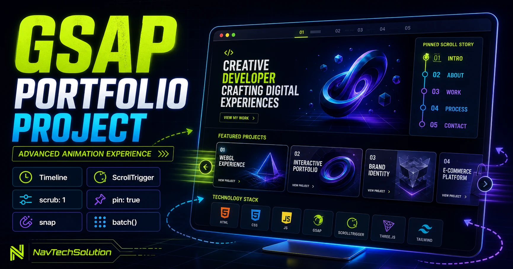 GSAP Advanced Portfolio Animation Project Tutorial - NavTechSolution