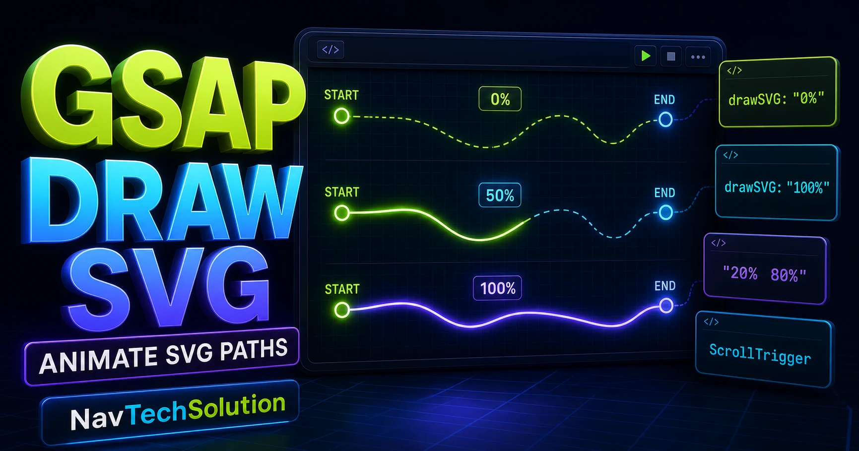 GSAP DrawSVG Tutorial Animate SVG Paths Step by Step - NavTechSolution