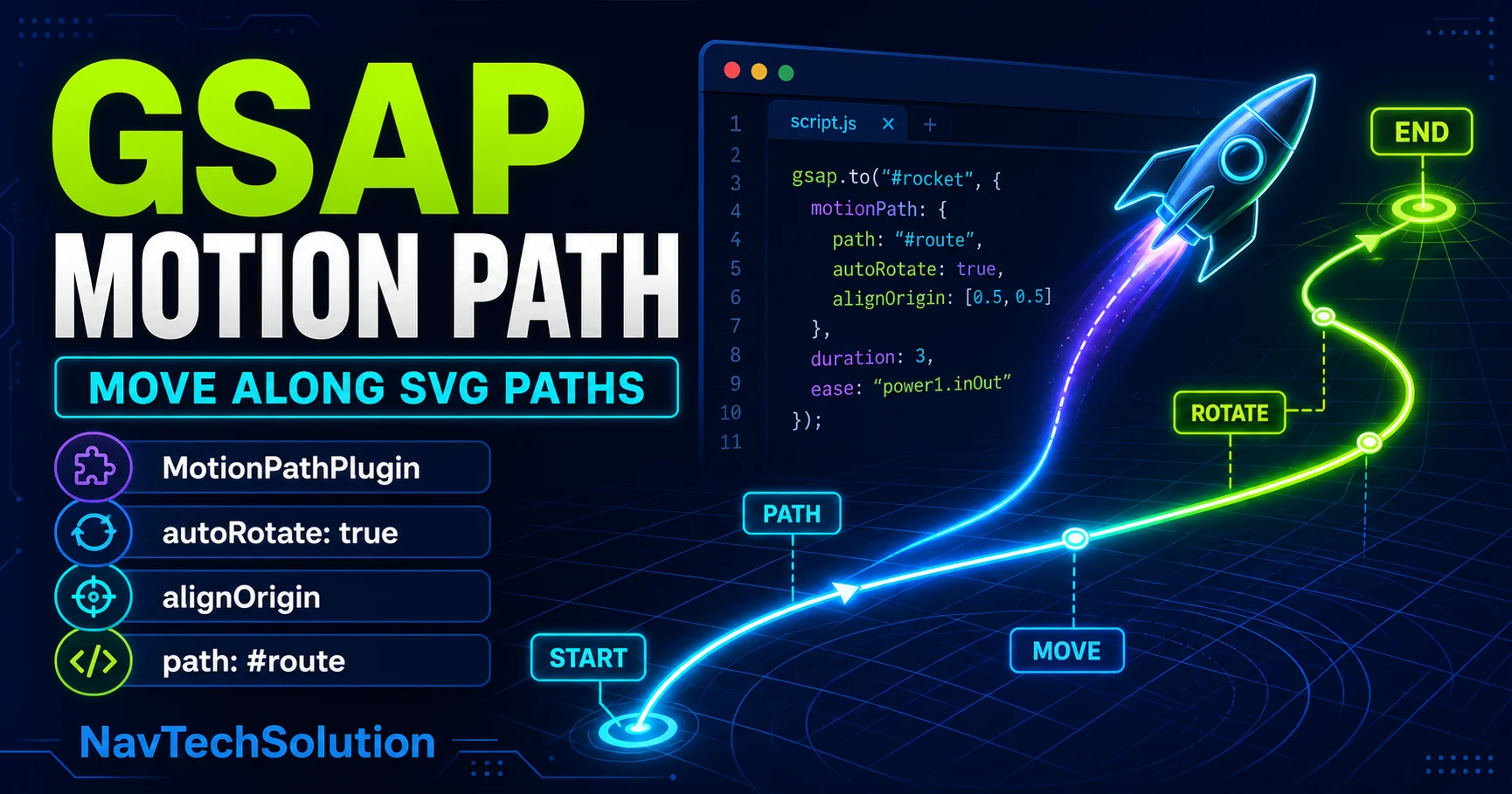 GSAP MotionPath Tutorial Move Elements Along SVG Paths - NavTechSolution