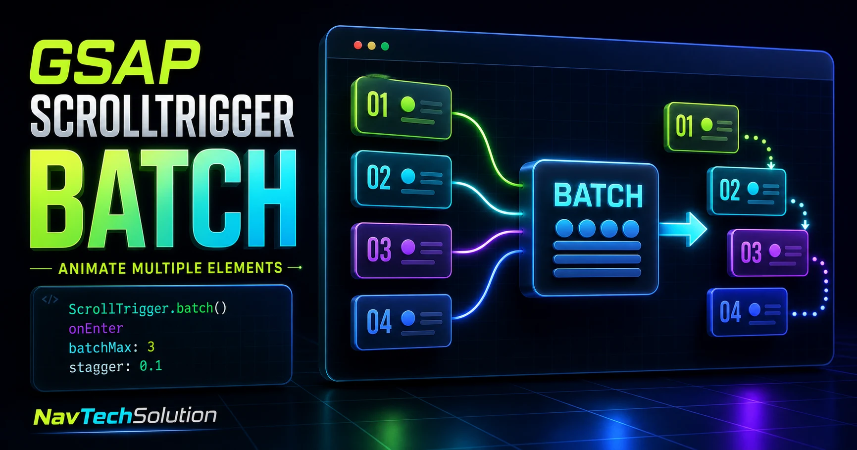 GSAP ScrollTrigger Batch Multiple Elements Animation Tutorial - NavTechSolution