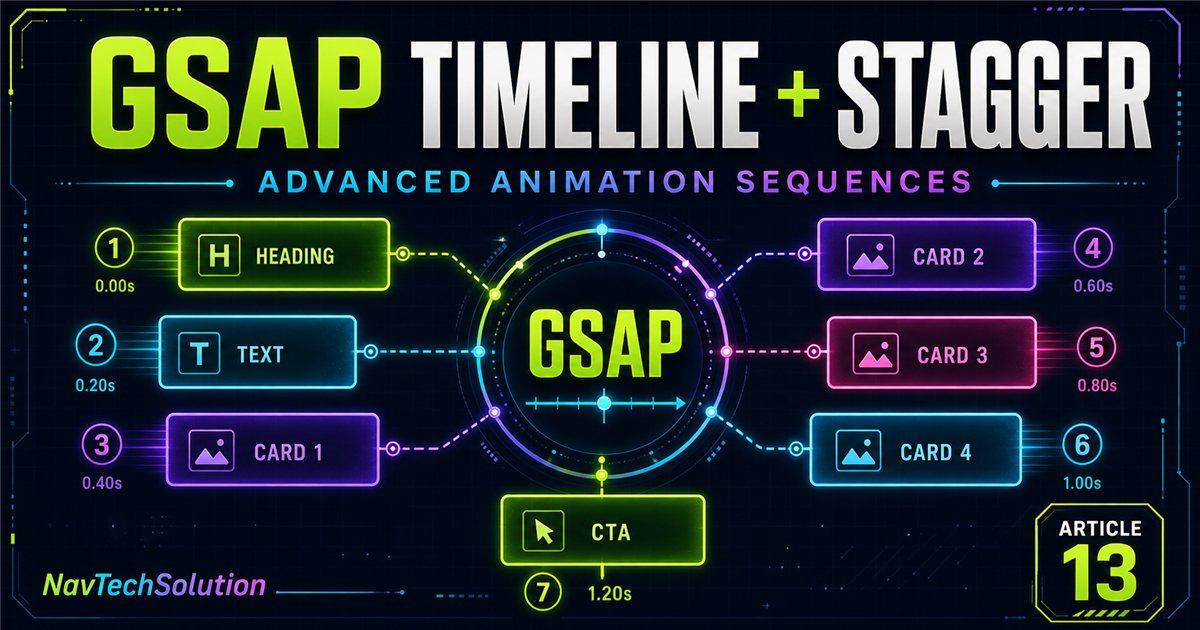 GSAP Timeline and Stagger Advanced Animation Sequences Tutorial - NavTechSolution