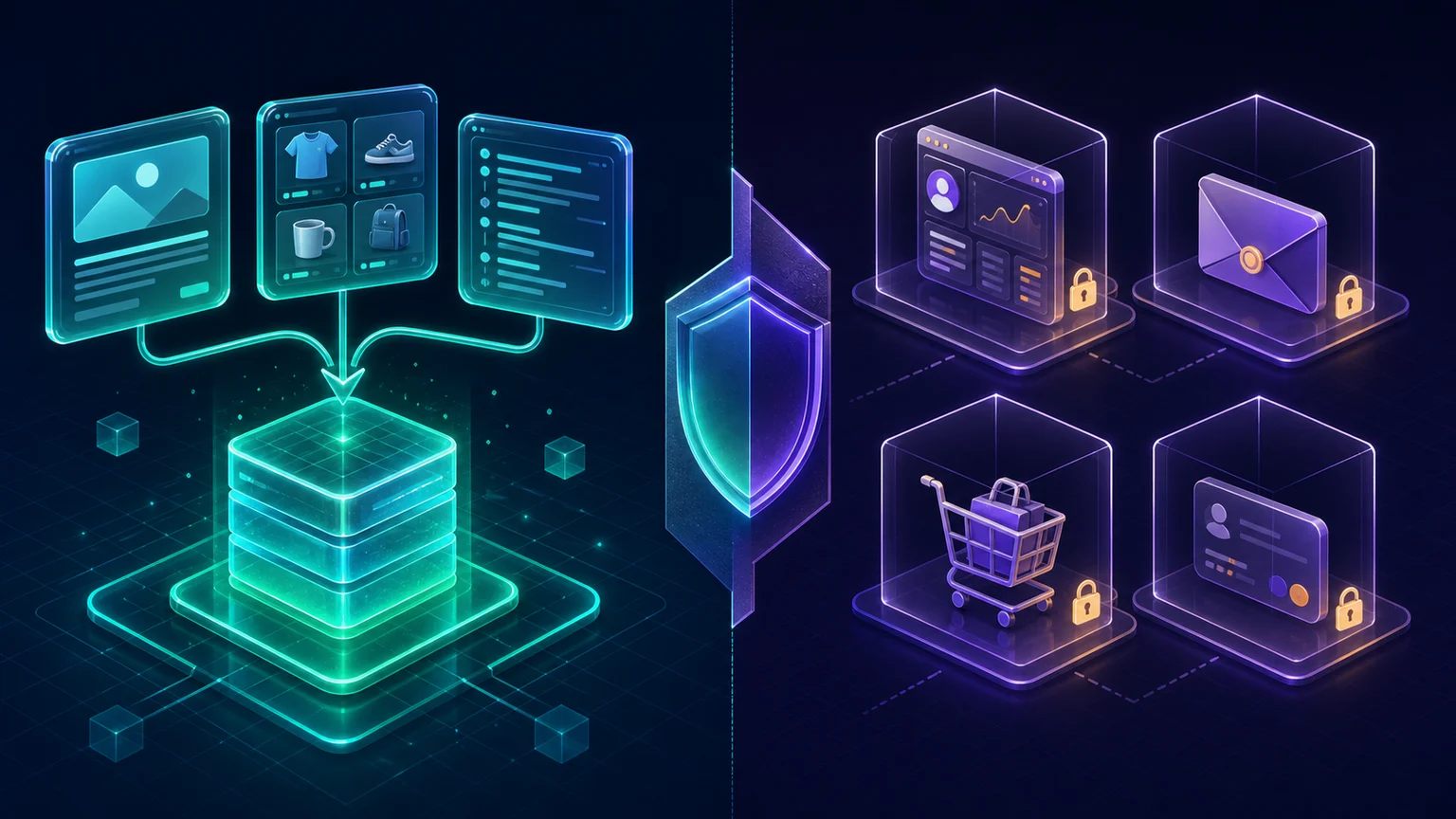 Public articles, products, and documentation entering a shared cache while account, messages, cart, and identity data remain separately protected