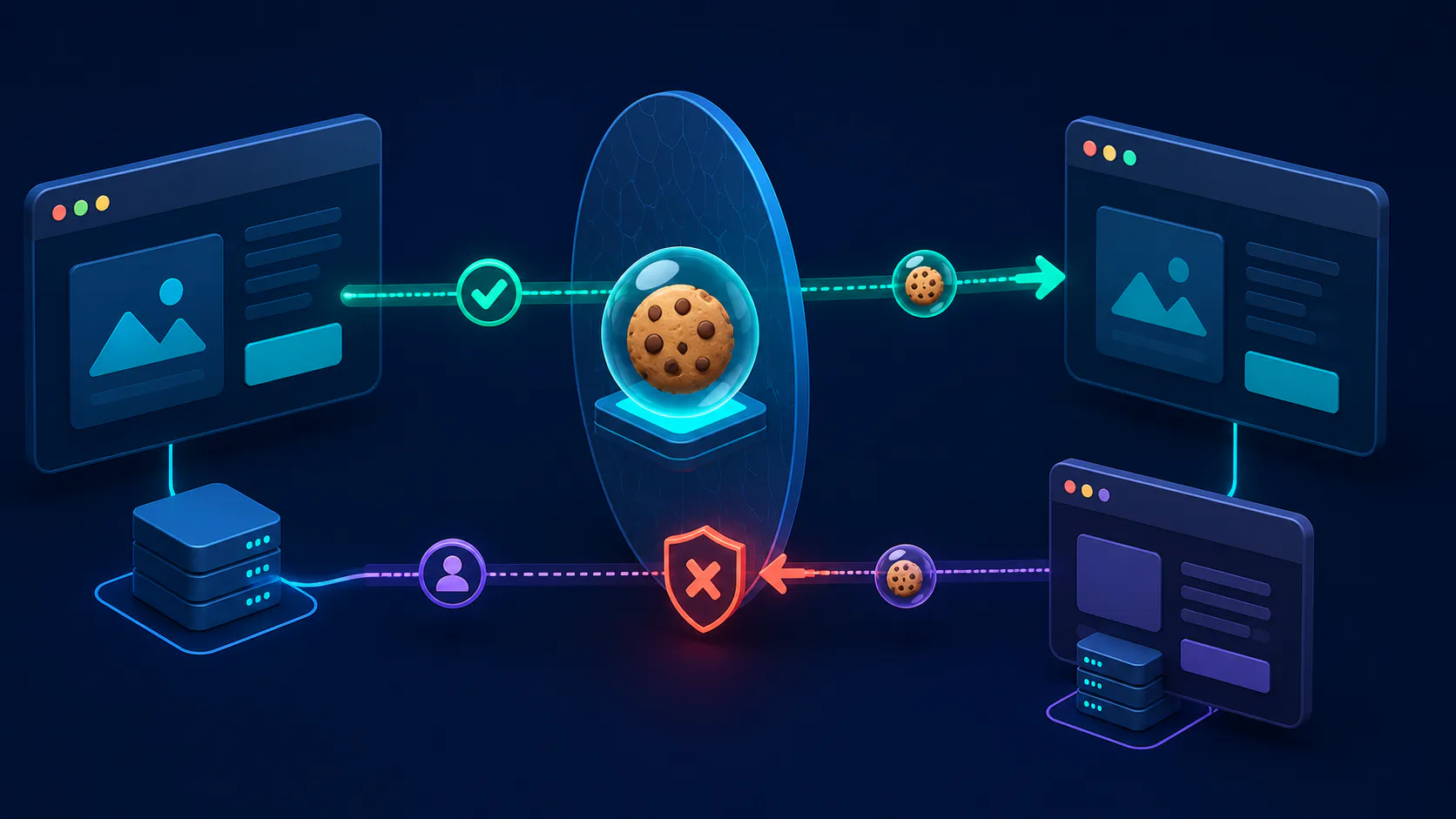 Session cookie at a site boundary allowing a trusted request while blocking an untrusted cross-site request