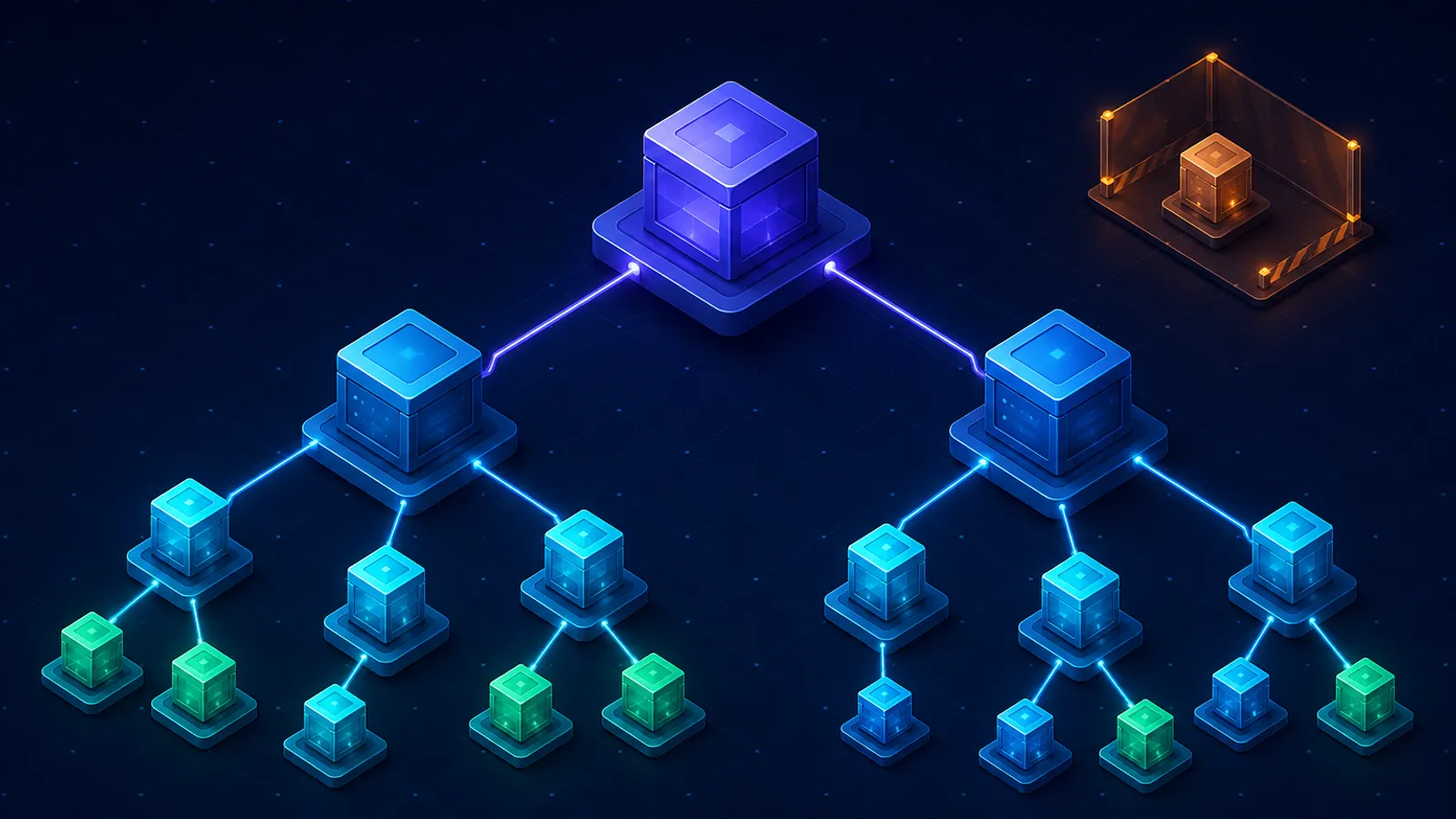 A branching graph where two direct package nodes expand into many transitive dependency nodes while one suspicious package is isolated