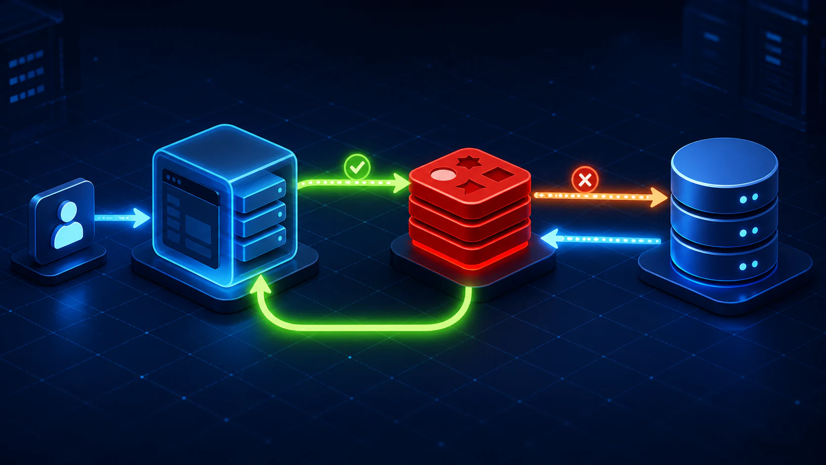 Application checking a Redis cache before falling back to a database and returning the result through the cache